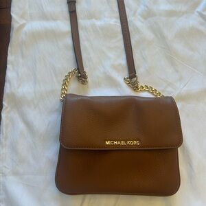 Michael Kors Tan Crossbody Bag with Gold Accents